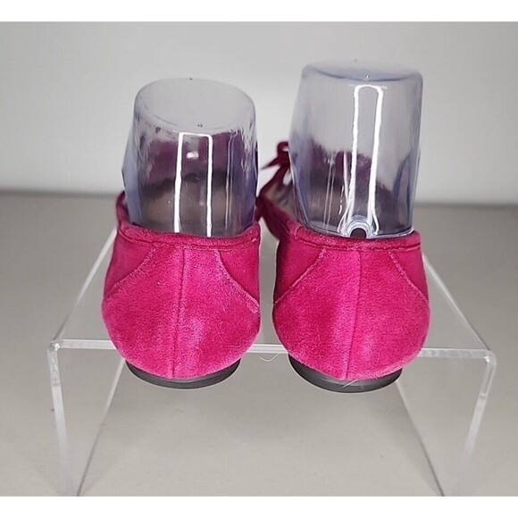 Michael Kors Kiera Suede Ballet Flats Deep Pink Size 6.5 M Bow Silver Logo - Picture 3 of 11